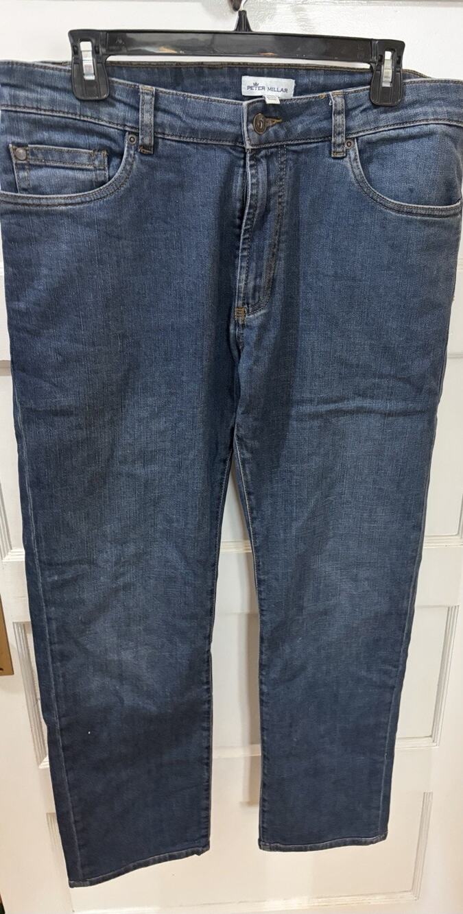 PETER MILLAR Current Mens Denim Jeans Size 33x29- 5 Pocket Blue